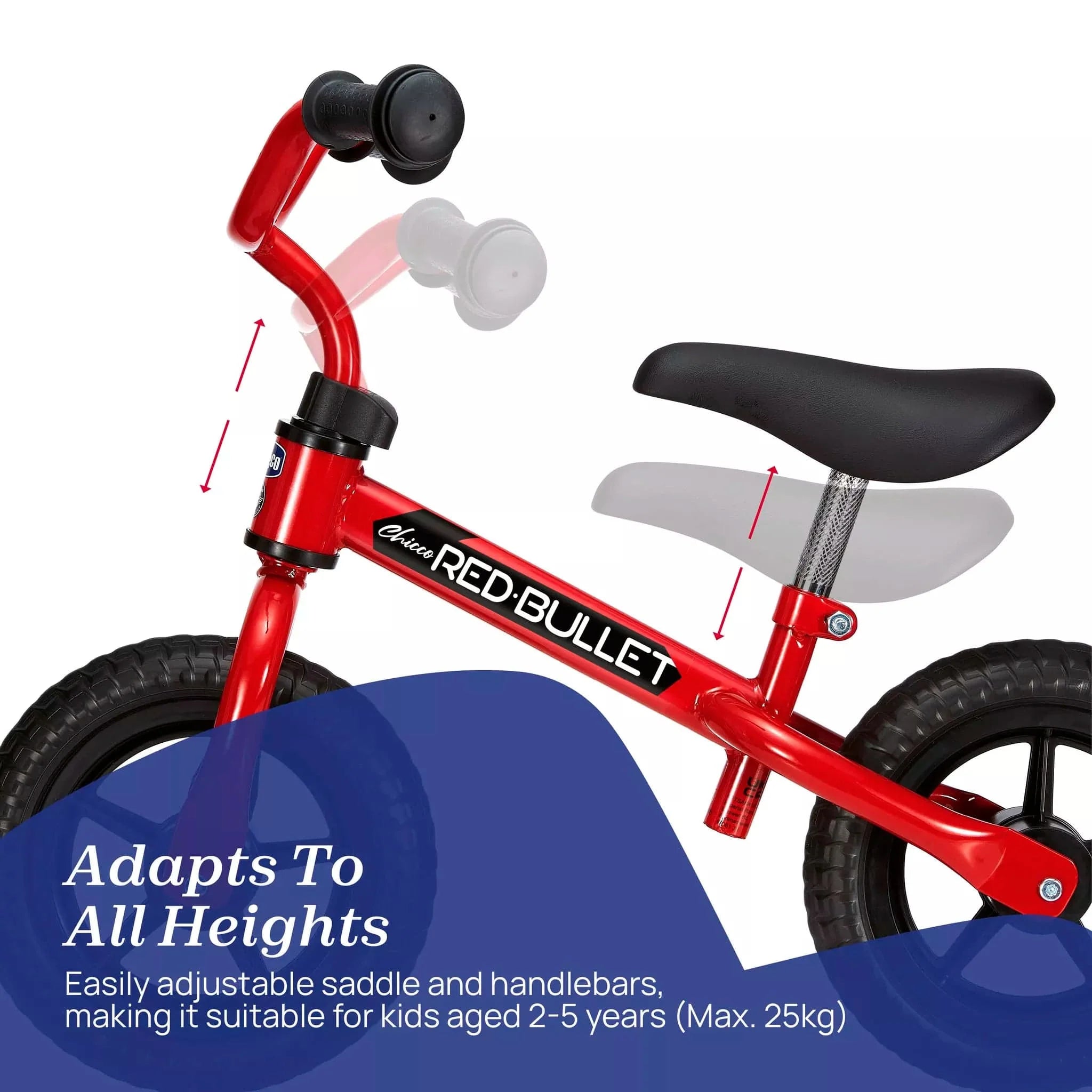 Chicco Red Bullet balance bike for toddlers, imported from the UK
