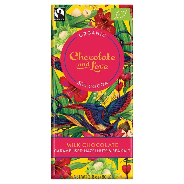 Chocolate and Love 50% Milk Chocolate Caramel &amp;amp; Hazelnut Bar   80g