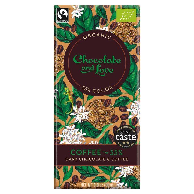 Chocolate and Love Fairtrade Organic Coffee 55% Dark Chocolate   80g