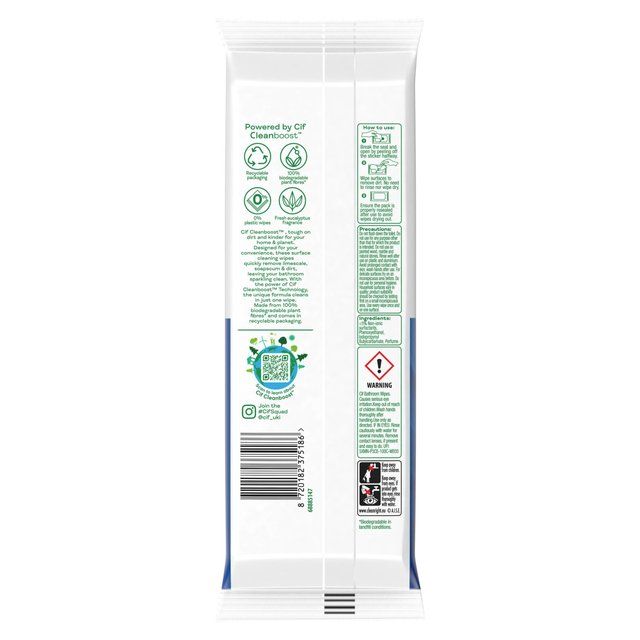 Cif Bathroom Cleaning Biodegradable Wipes Fresh Eucalyptus