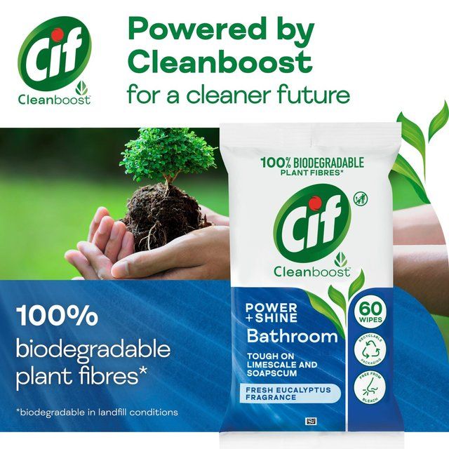 Cif Bathroom Cleaning Biodegradable Wipes Fresh Eucalyptus