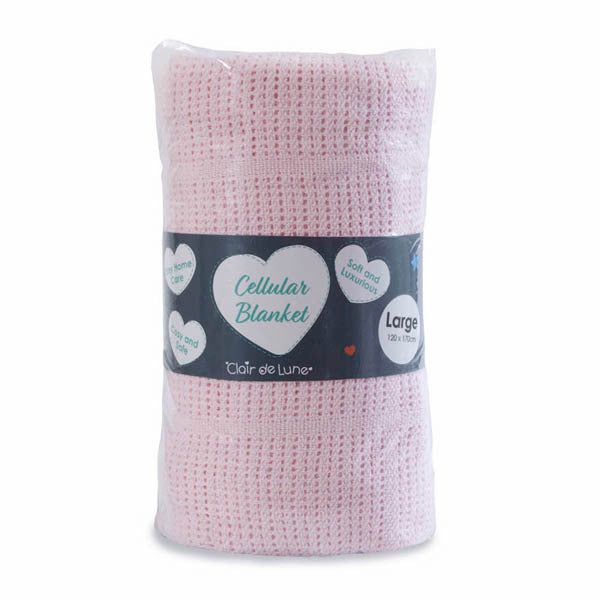 Clair De Lune Cotton Cellular Blanket Large Grey Pink