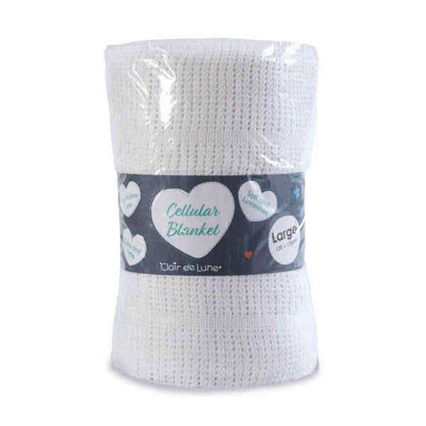 Clair De Lune Cotton Cellular Blanket Large Grey White