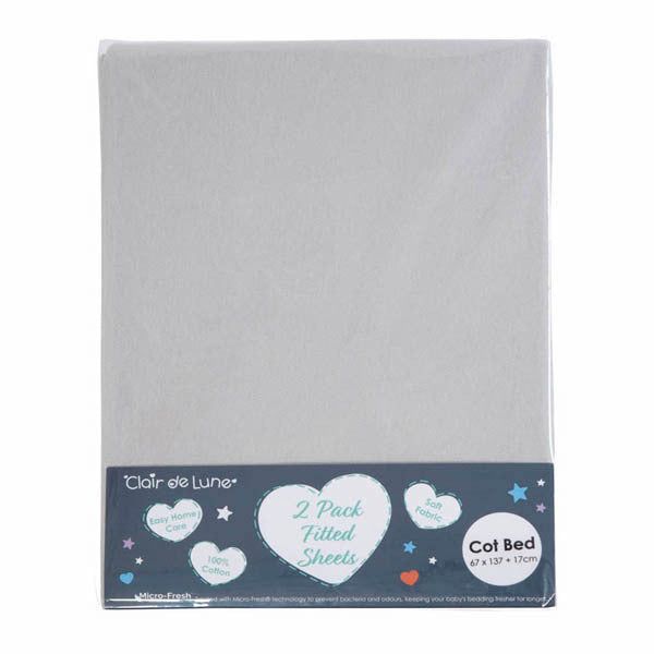 Clair De Lune Fitted Sheet Twin Pack Bed Grey