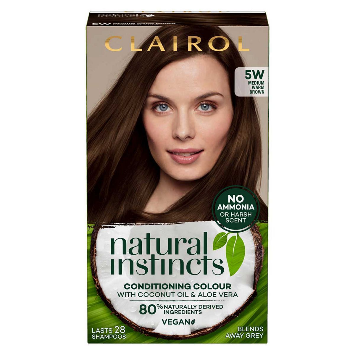 Clairol Natural Instincts Vegan No Ammonia No Parabens Semi-Permanent Hair Dye 5W Medium Warm Brown 175ml