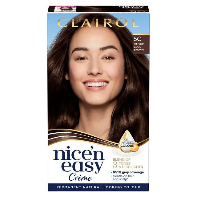 Clairol Nice'n Easy Cr&amp;egrave;me Natural Looking Oil-Infused Hair Dye Medium Cool Brown 5C