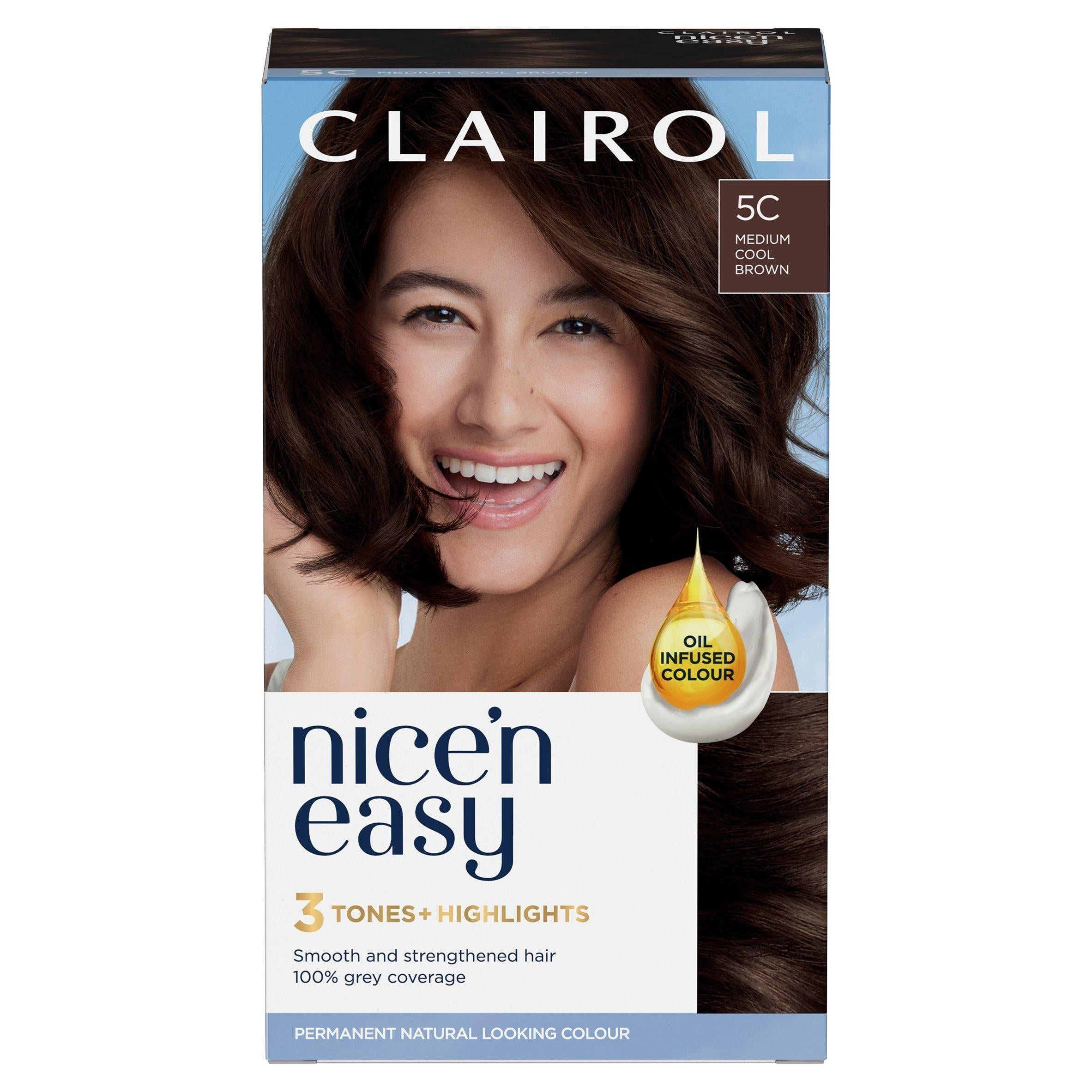 Clairol Nice'n Easy Cr&amp;egrave;me Natural Looking Oil-Infused Hair Dye Medium Cool Brown 5C