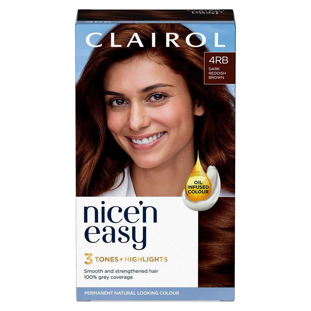 Clairol Nice'n Easy Crème Oil Infused Permanent Hair Dye 4RB Dark Reddish Brown 177ml