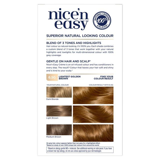 Clairol Nice'n Easy Hair Dye 6.5G Lightest Golden Brown