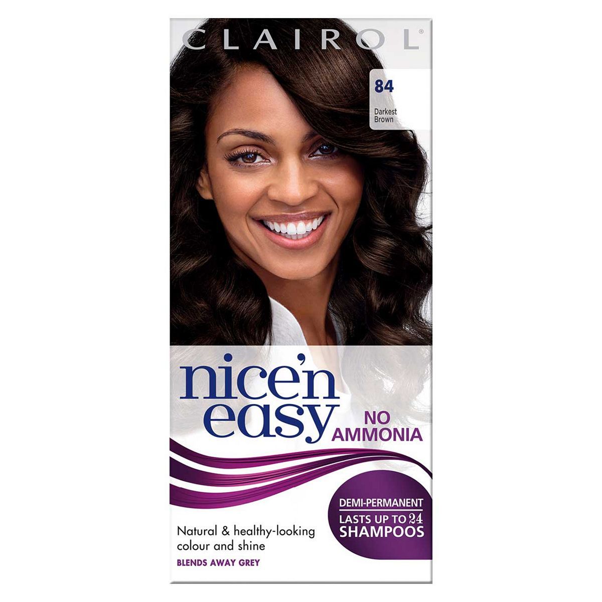 Clairol Nice'n Easy No Ammonia Semi-Permanent Hair Dye 84 Darkest Brown