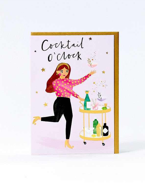 Cocktail O'Clock Contemporary Birthday Card