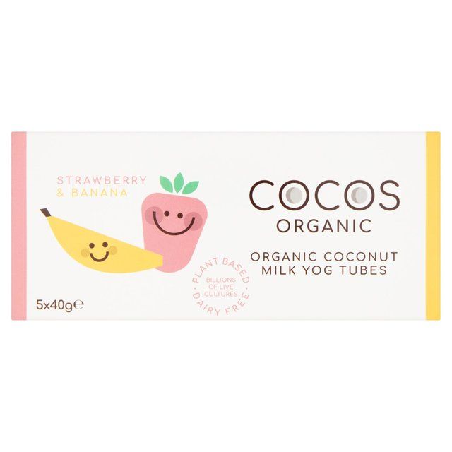 COCOS Organic Strawberry and Banana Coconut Yoghurt Tubes   5 x 40g