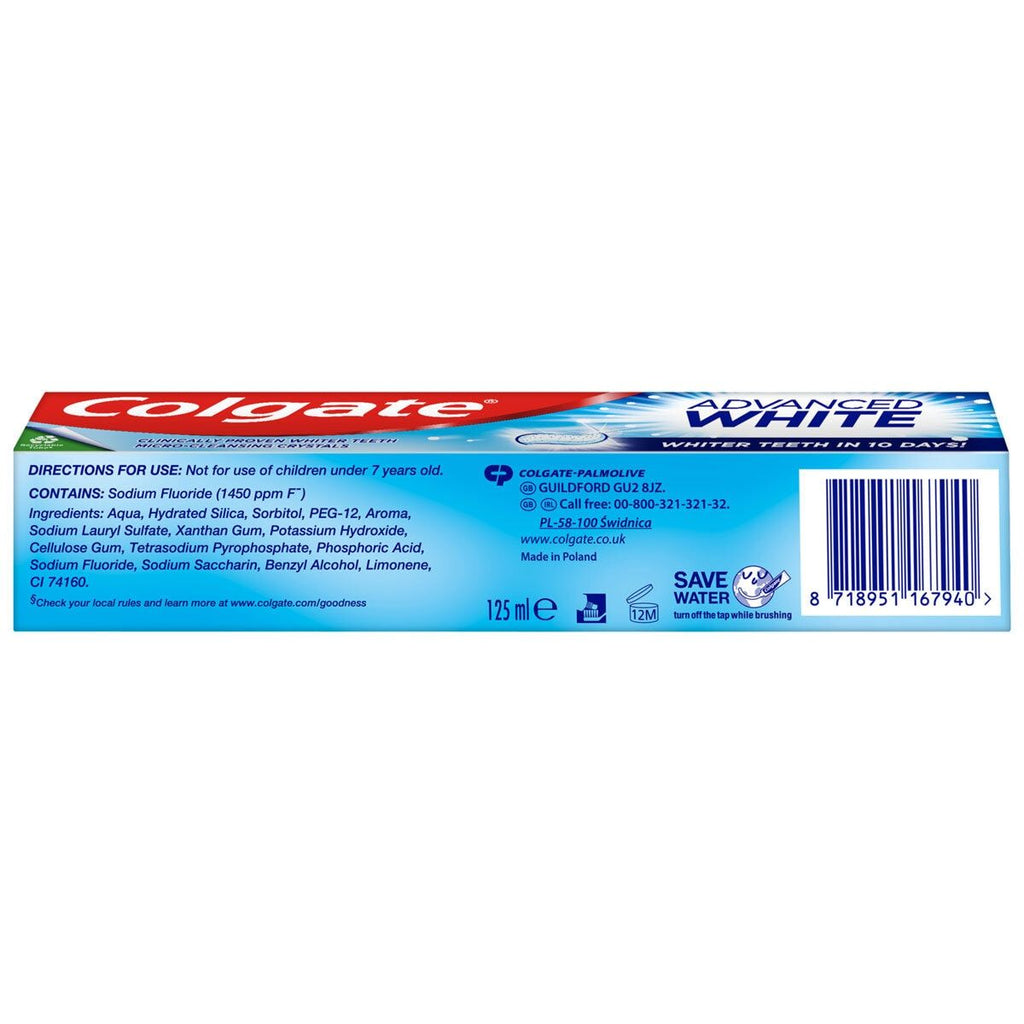 Colgate Advanced White Toothpaste, 6 x 125ml