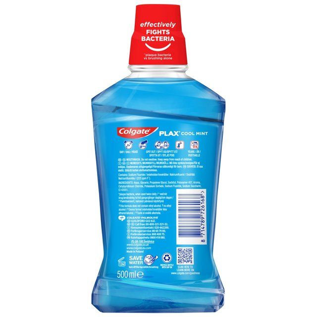 Colgate Plax Cool Mint Mouthwash Alcohol Free 500ml   500ml