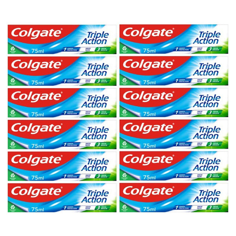 Colgate Triple Action Toothpaste, 12 x 75ml