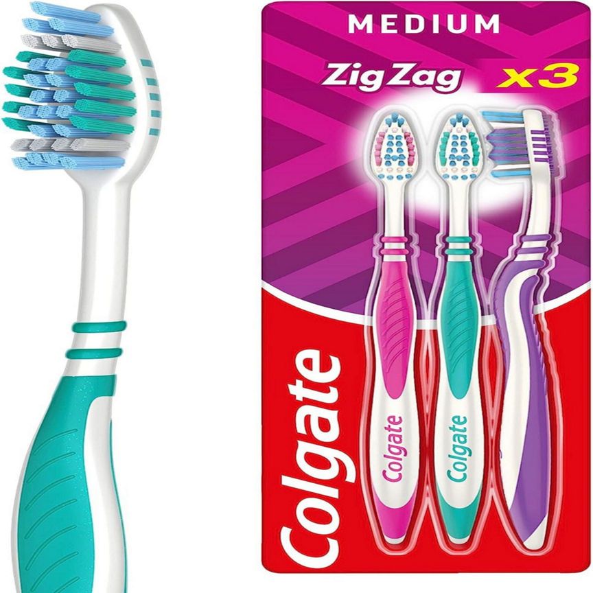 Colgate ZigZag Medium Toothbrush x3