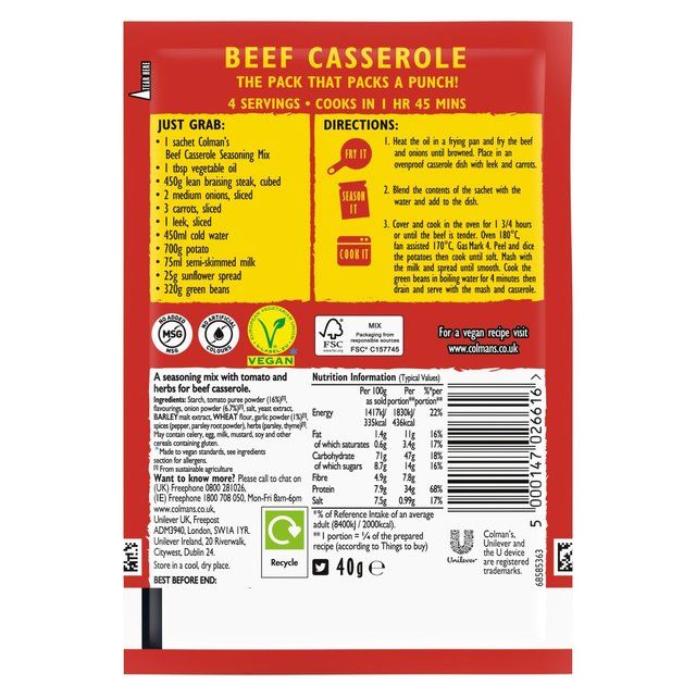 Colman's Beef Casserole Recipe Mix    40g