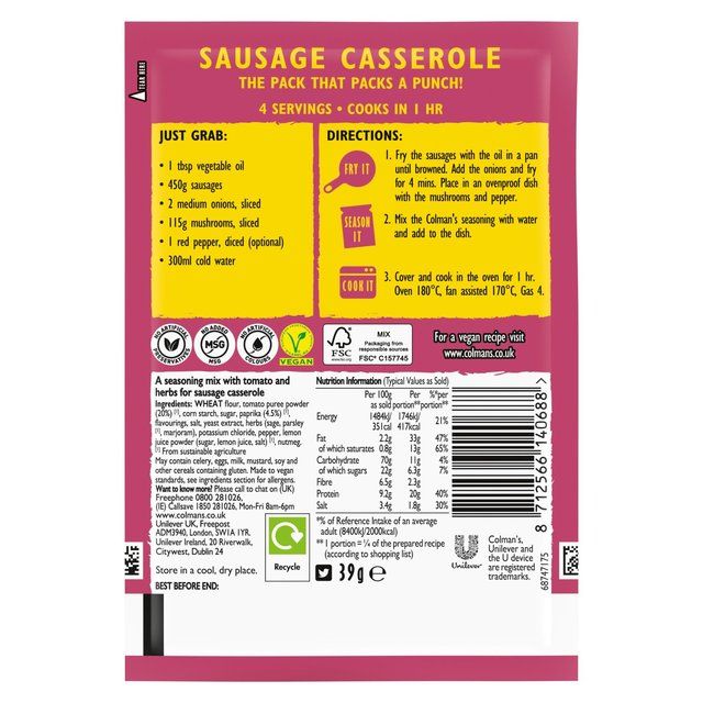 Colman's Sausage Casserole Recipe Mix    45g