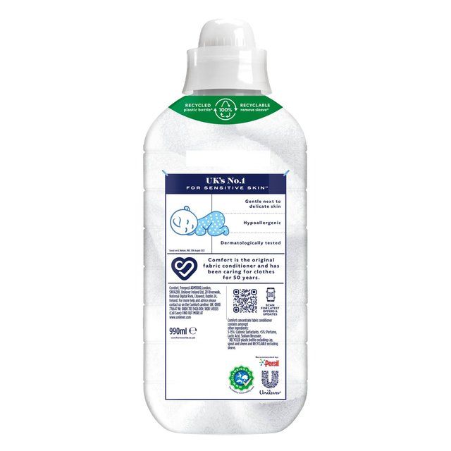 Comfort Sensitive Skin Fabric Conditioner Pure 33 Washes   990ml