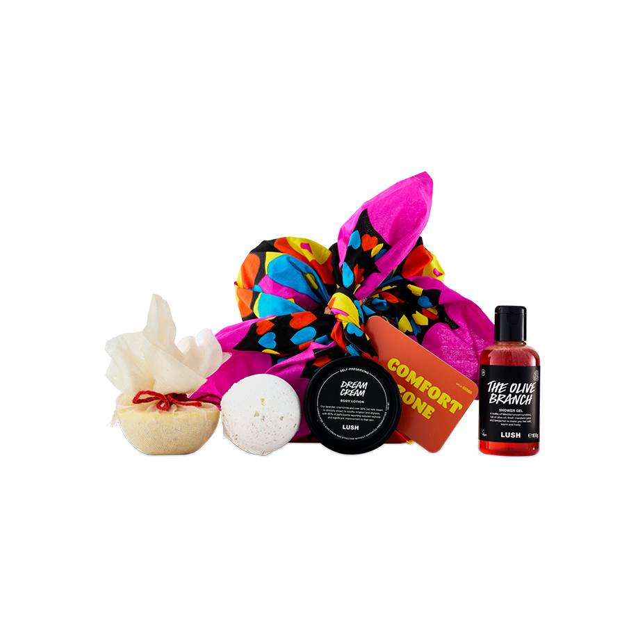 Lush Comfort Zone gift set with organic Knot Wrap, UK version