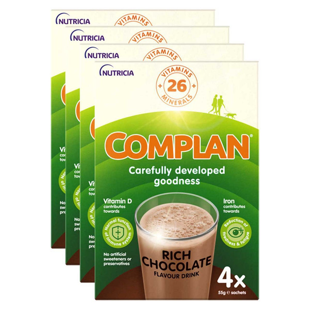 Complan Chocolate Flavour Nutritional Drink - 4 packs (16 x 55g sachets)