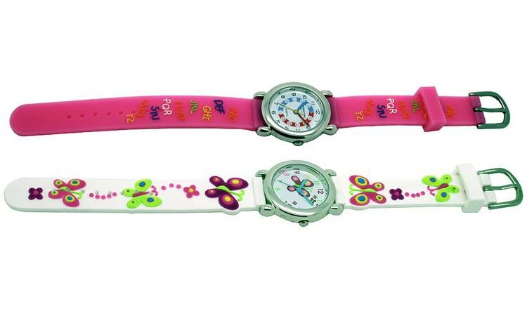 Constant Kids Set of 2 Butterfly Pink Silicone Strap Watches