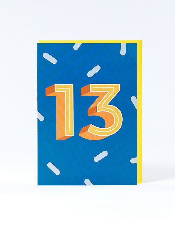 Contemporary Typographic 13th Birthday Card