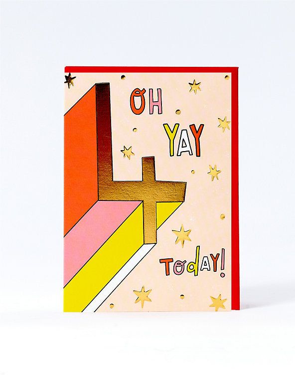 Contemporary Typographic 4th Birthday Card