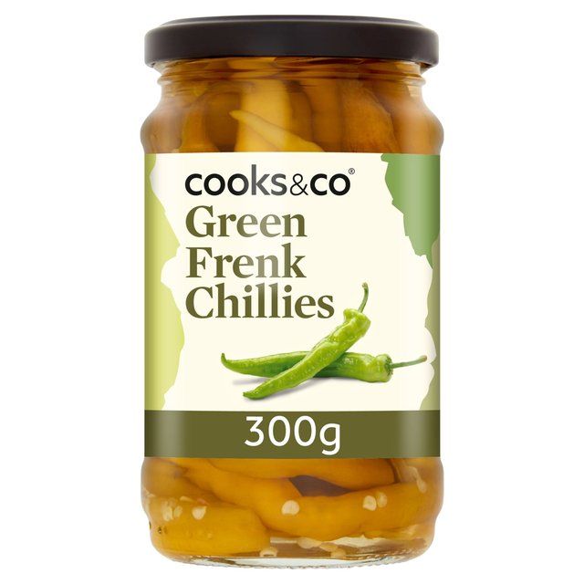 Cooks &amp;amp; Co Pickled Green Frenk Chillies   300g