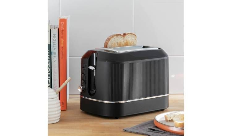 Cookworks Texture Tilly 2 Slice Toaster - Black