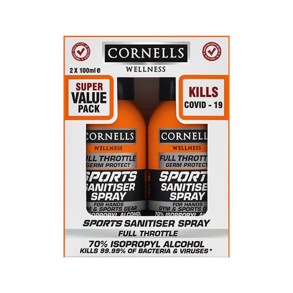 Cornells Wellness Full Throttle Sports Sanitiser Spray Duo