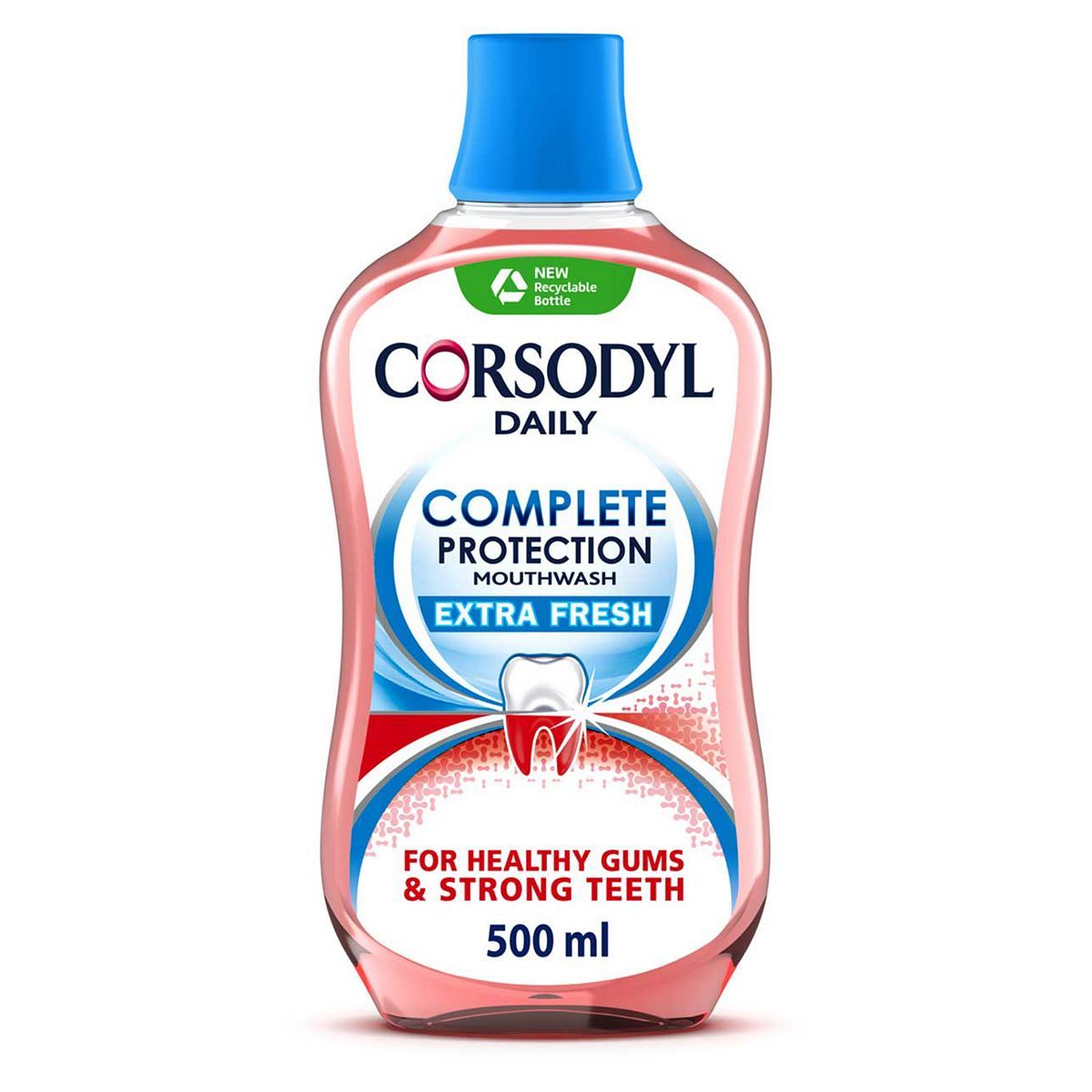 Corsodyl Complete Protection, Daily Gum Mouthwash, Extra Fresh 500ml