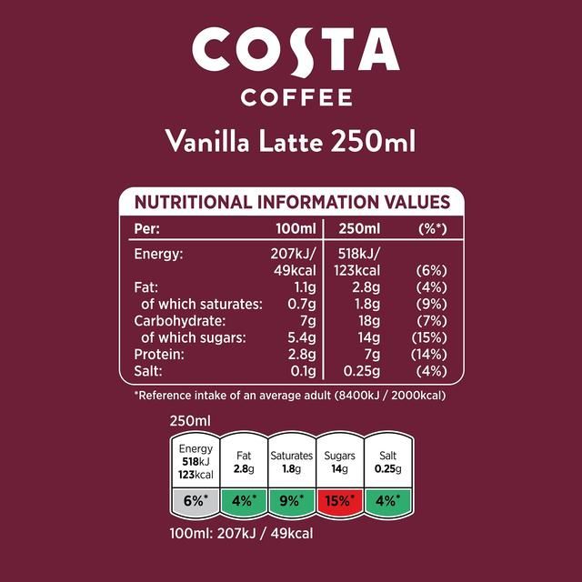 Costa Coffee Vanilla Latte Iced Coffee   250ml