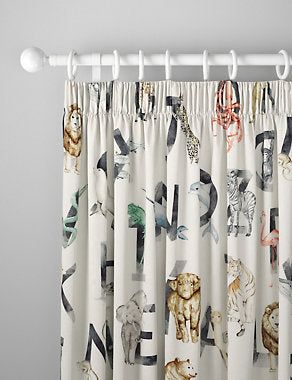 Cotton Rich Alphabet Blackout Kids' Curtains - Multi, W135Cm Drop 137Cm