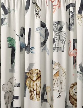 Cotton Rich Alphabet Blackout Kids' Curtains - Multi, W135Cm Drop 137Cm