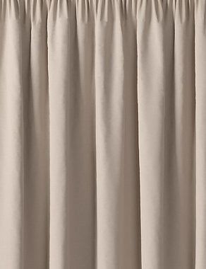 Cotton Rich Pencil Pleat Blackout Curtains - Duck Egg, W135Cm Drop 137Cm