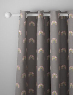 Cotton Rich Rainbow Eyelet Kids' Curtains - Grey Mix, W135Cm Drop 137Cm