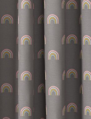 Cotton Rich Rainbow Eyelet Kids' Curtains - Grey Mix, W135Cm Drop 137Cm Default Title