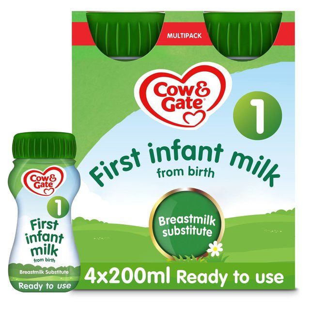 Cow &amp;amp; Gate 1 First Baby Milk Formula Liquid from Birth Multipack     4 x 200ml