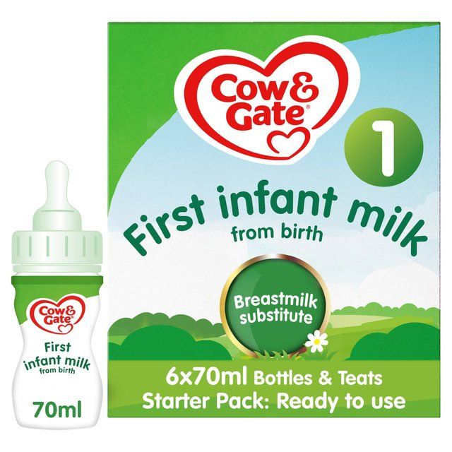 Cow & Gate 1 First Baby Milk Formula Liquid Starter Pack from Birth    6 x 70ml