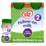 Cow &amp;amp; Gate 2 Follow On Baby Milk Formula Liquid 6-12 Months Multipack    4 x 200ml