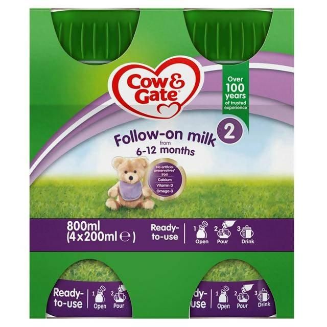 Cow & Gate 2 Follow On Baby Milk Formula Multipack 4x200ml