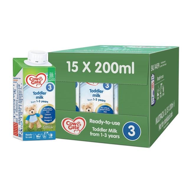 Cow &amp;amp; Gate 3 Toddler Milk Formula Liquid Multipack    15 x 200ml