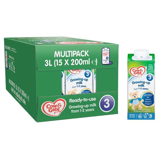 Cow &amp;amp; Gate 3 Toddler Milk Formula Liquid Multipack    15 x 200ml