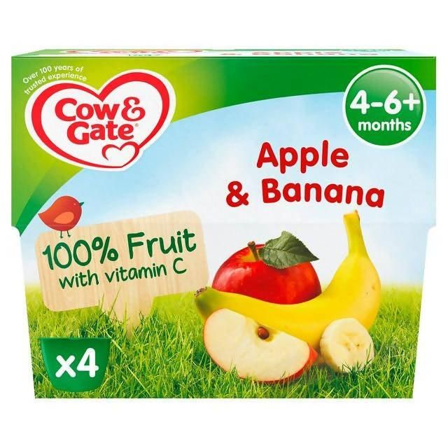 Cow & Gate Apple & Banana Fruit Puree Pots 4x100g