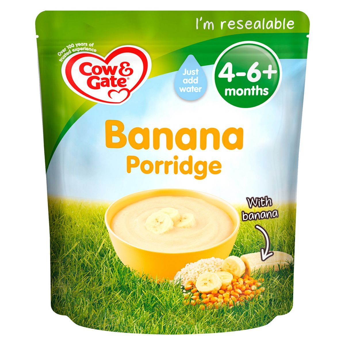 Cow &amp;amp; Gate Banana Porridge Baby Cereal 4-6+ Months 125g