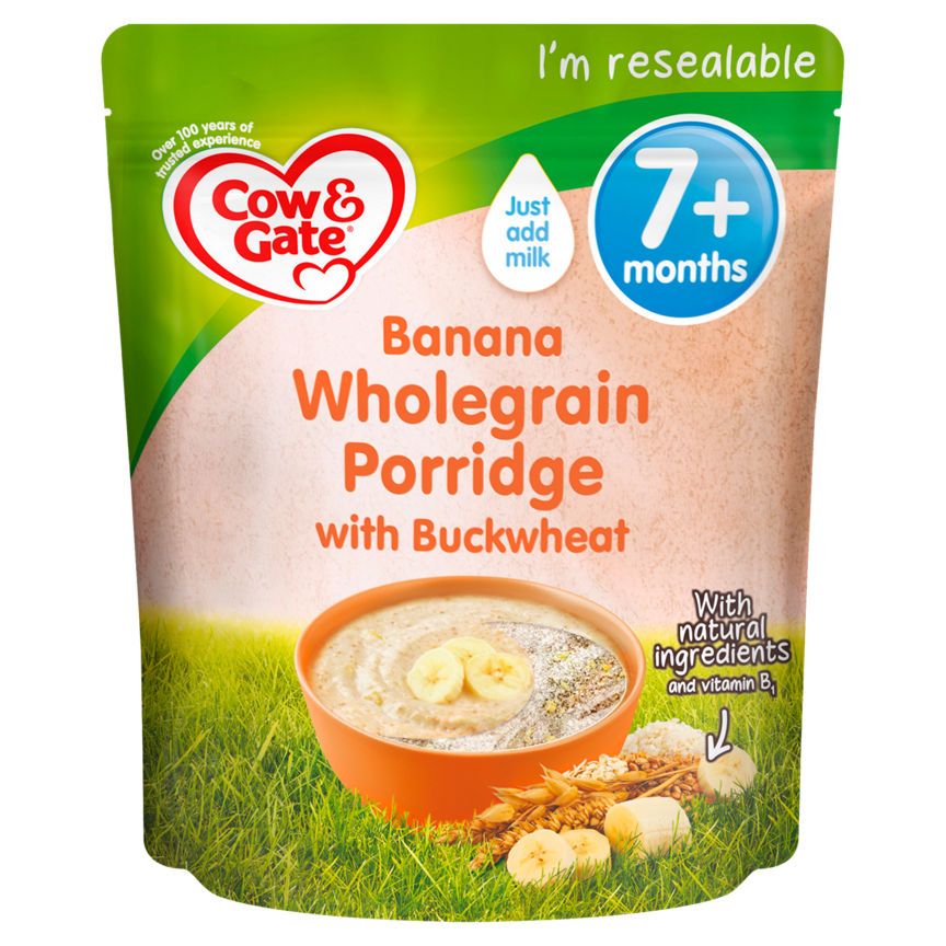 Cow & Gate Banana Wholegrain Porridge Baby Cereal 7+ Months