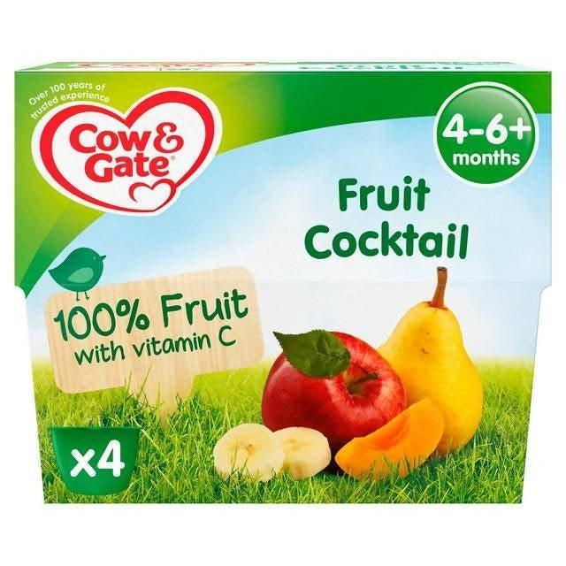 Cow & Gate Fruit Cocktail Fruit Puree Pots 4x100g