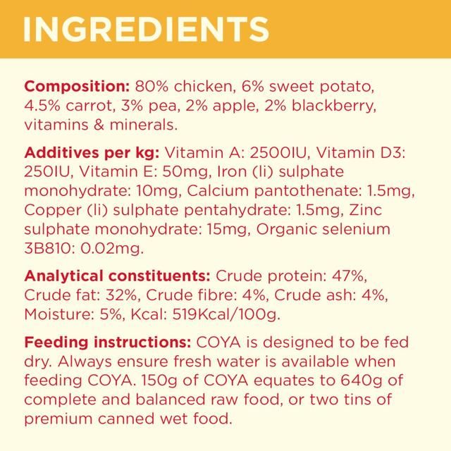 COYA Freeze-Dried Raw Adult Dog Food Chicken   150g