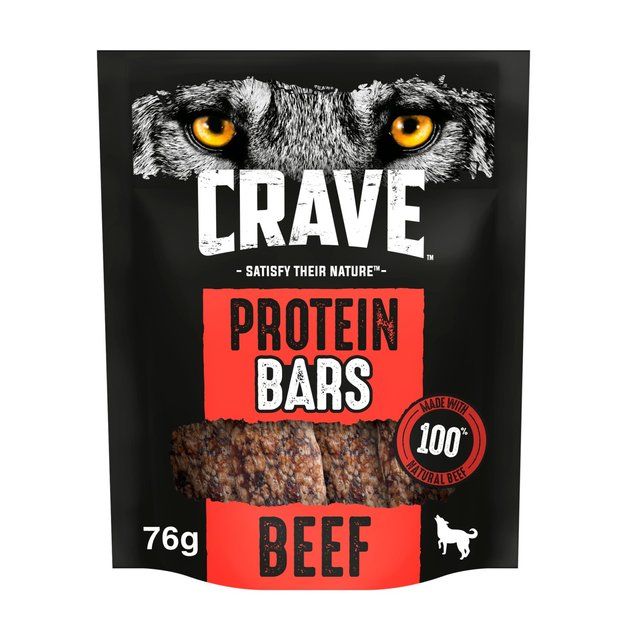 Crave Natural Grain Free Protein Bar Grain Adult Dog Treat Beef   76g